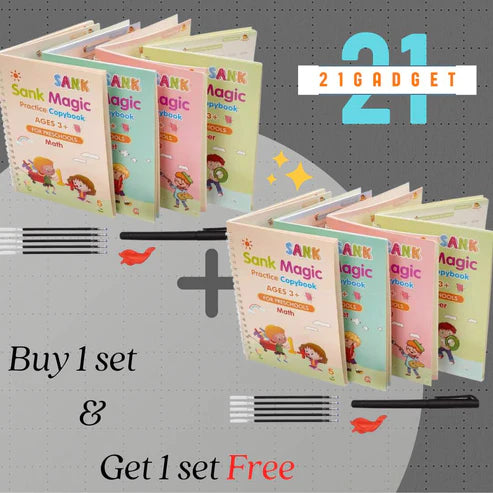 Magic Book Buy 1 set & Get 1 set FREE ( 8 Book + 20 Refill+2 Pen+2 Grip )