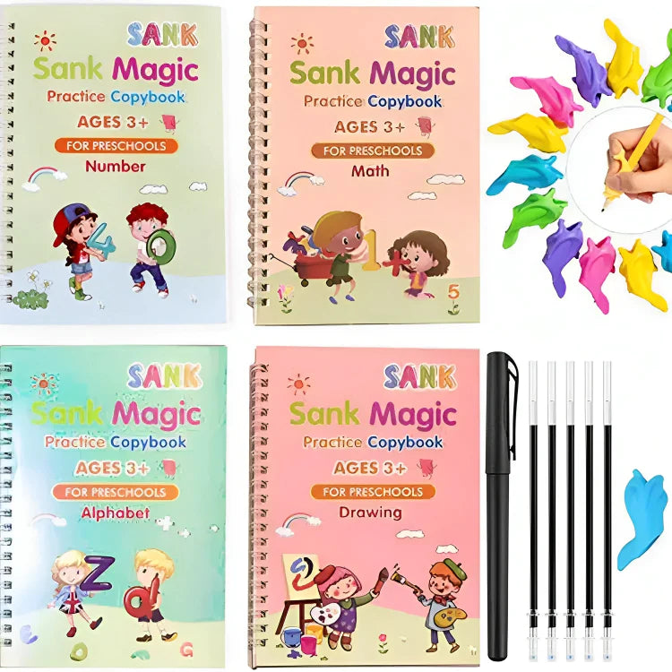 Reusable Magic Practice Copybook (4Books+1Pen+4Refills)