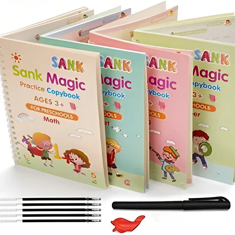 Reusable Magic Practice Copybook (4Books+1Pen+4Refills)