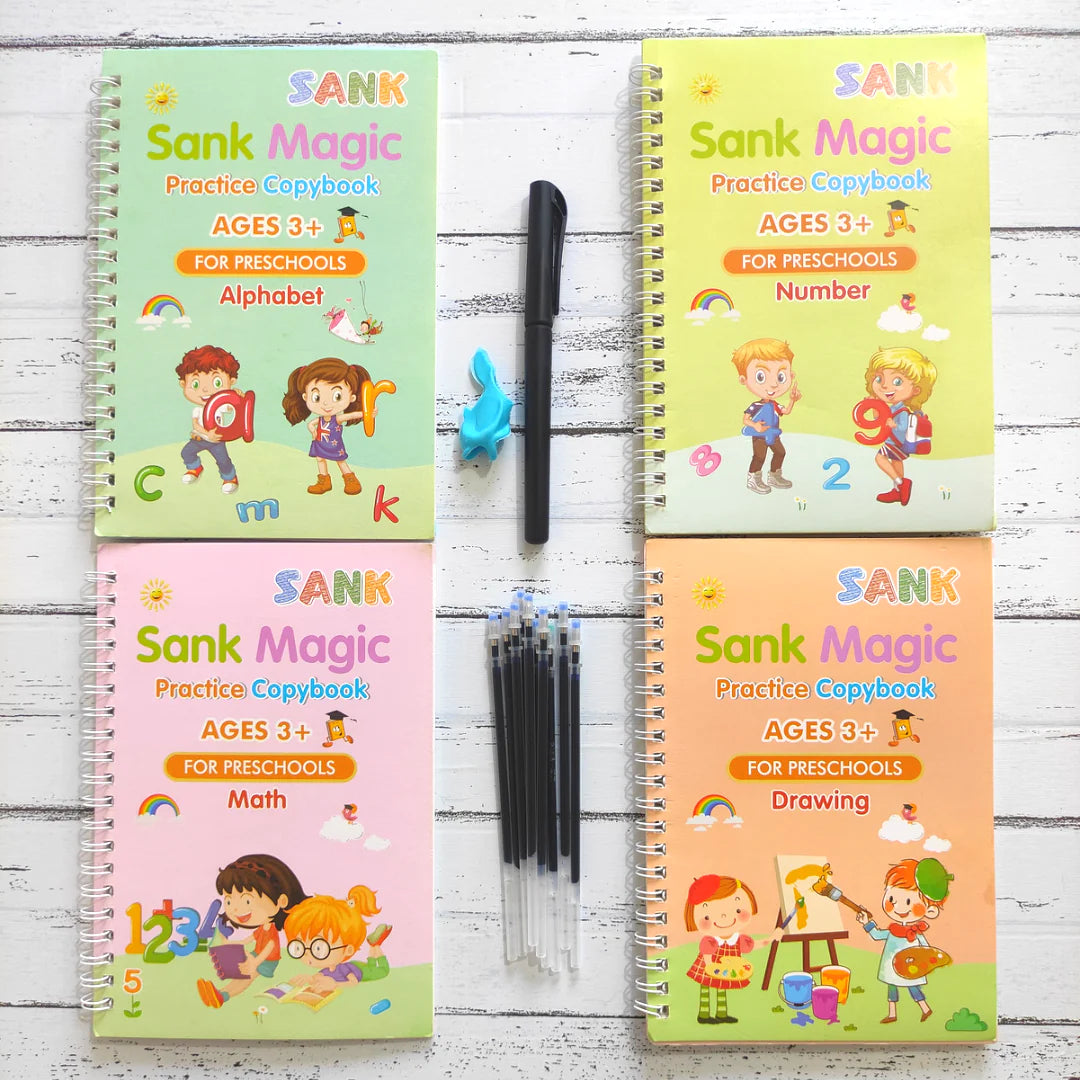 Reusable Magic Practice Copybook (4Books+1Pen+4Refills)