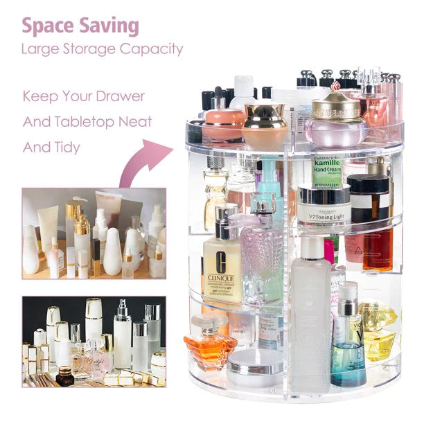 Clear Transparent Large 360 Degree Rotation Cosmetic Storage Box 360 Rotating Makeup Organizer