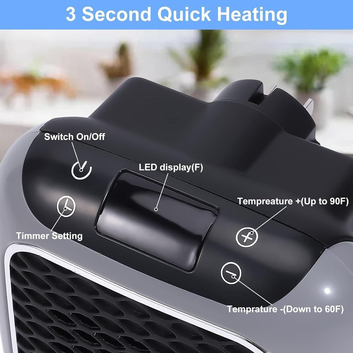 Heavy Load Smart Portable Heater With Remote